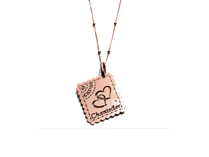 POSTCARD CHANTECLER NECKLACE 9 KT ROSE GOLD AND DIAMOND 35183-35279